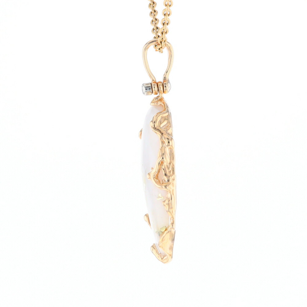 Gold Quartz Freeform Pendant