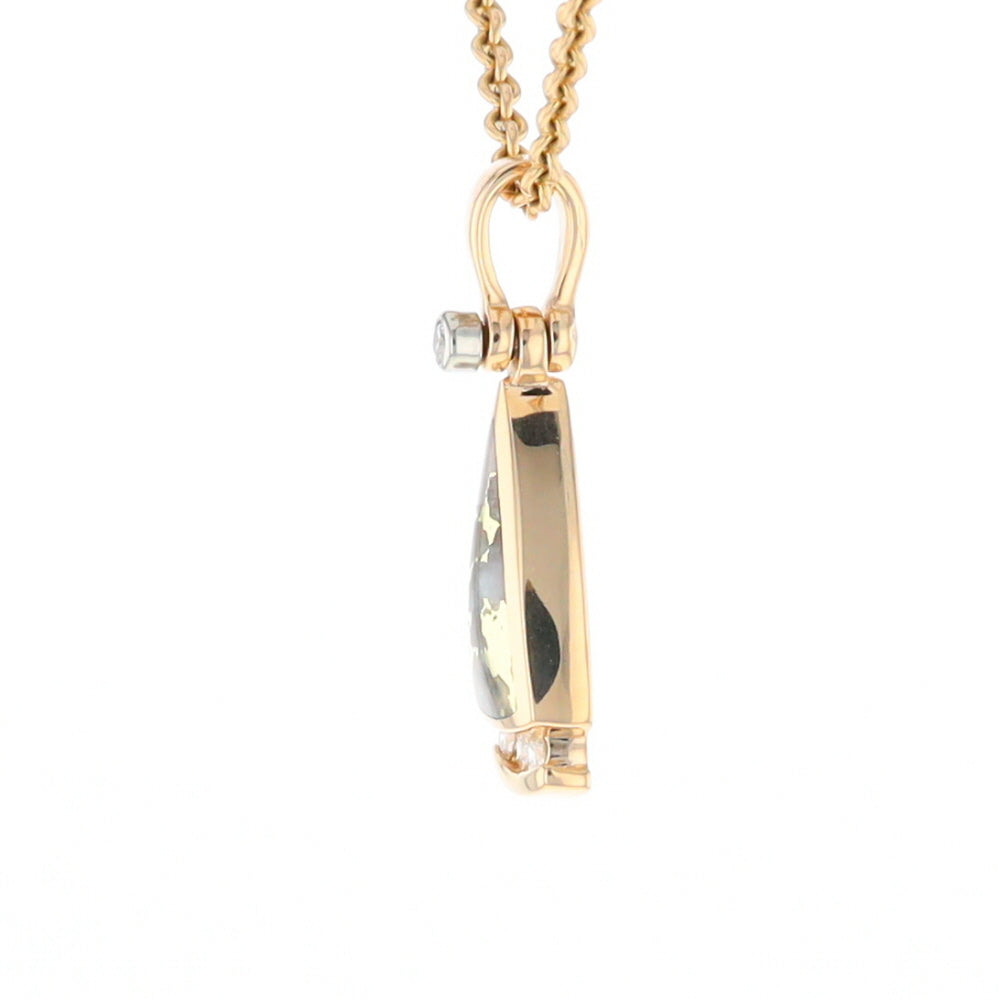 Gold Quartz Triangle Inlaid Pendant with 0.08ctw Diamonds - G2