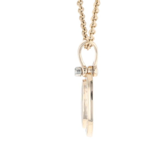 Gold Quartz Pendant Oval Inlaid with .22ctw Round Diamonds Halo (G1)