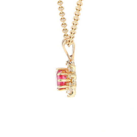 Ruby Pendant with Diamond Halo