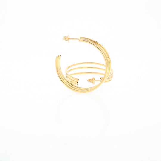 Three Bar Gold Hoop Earrings