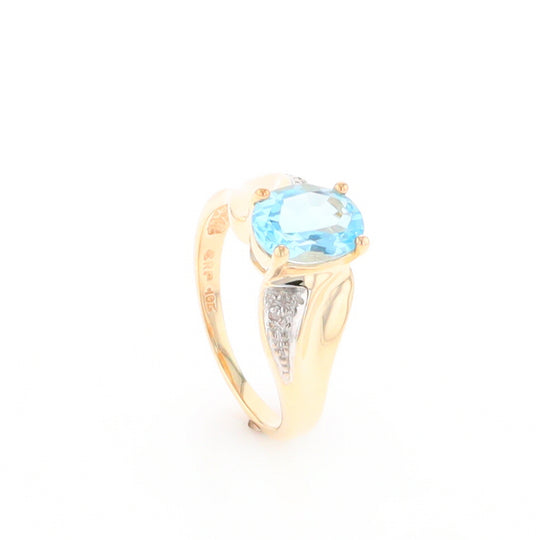 Blue Topaz Ring with Diamond Accents