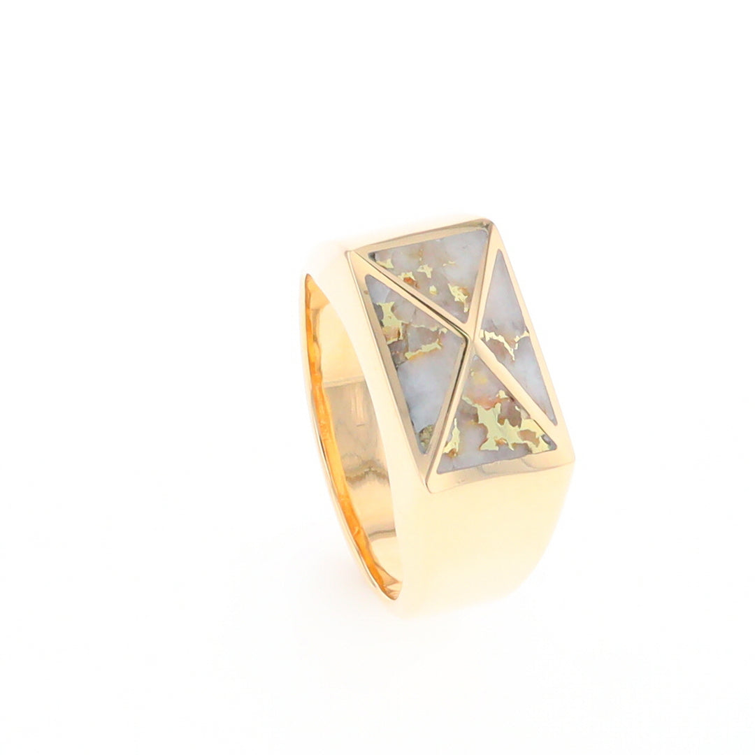 Four Section Gold Quartz Inlaid Men's Ring G2