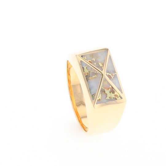 Four Section Gold Quartz Inlaid Men's Ring G2