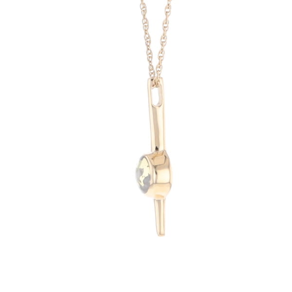 Gold Quartz Necklace Bar Design Round Fine Quality Inlaid Pendant