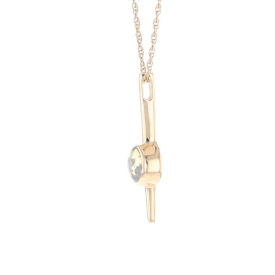 Gold Quartz Necklace Bar Design Round Fine Quality Inlaid Pendant