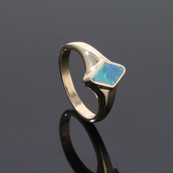 Opal Rings Diamond Shape Inlaid Design