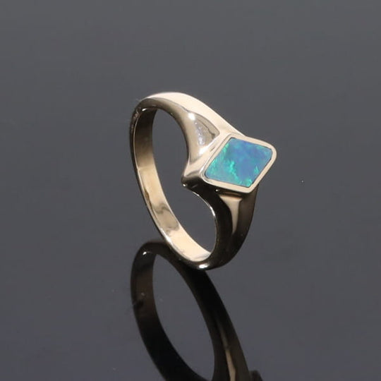 Opal Rings Diamond Shape Inlaid Design