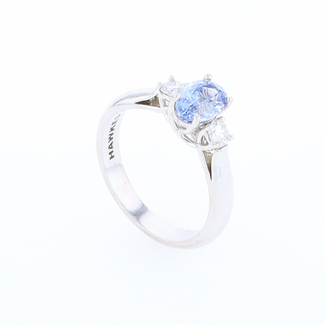 Ceylon Sapphire Three-Stone Trellis Ring