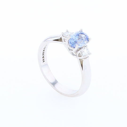 Ceylon Sapphire Three-Stone Trellis Ring