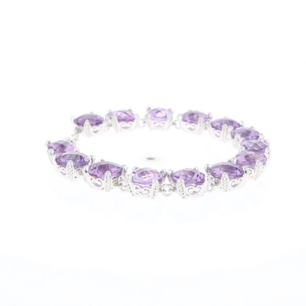 Amethyst Bracelet With Silver Filigree