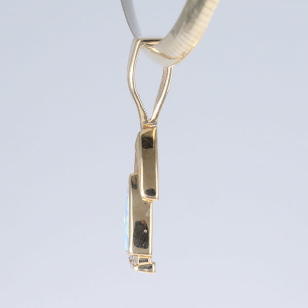 Opal Pendant Triangle Inlaid Design with .06ctw Round Diamonds