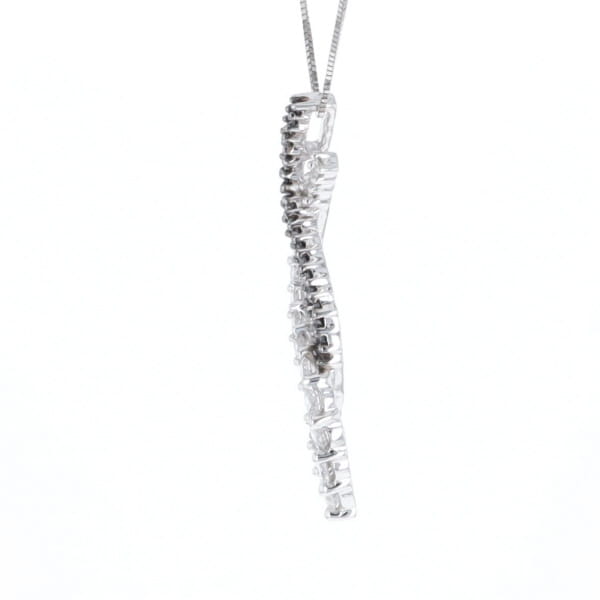 Ribbon Necklace With Black and White Diamonds