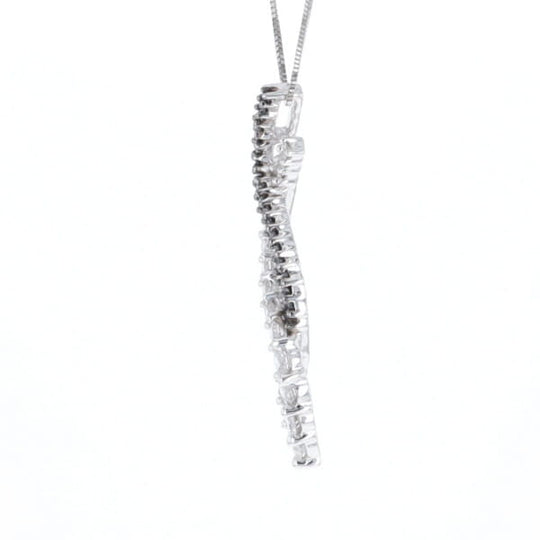 Ribbon Necklace With Black and White Diamonds