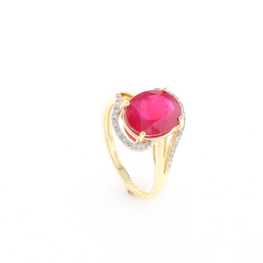 Ruby Bypass Ring with Diamond Accents