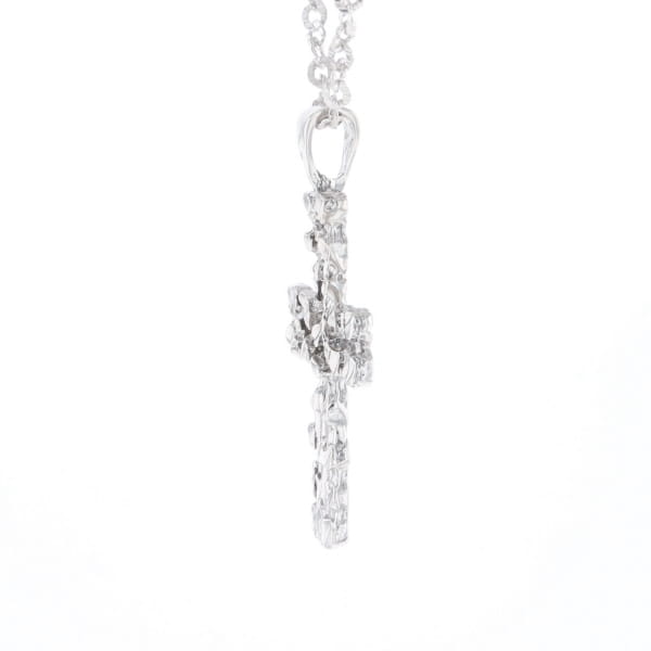 Sterling Silver Nugget Pattered Cross Necklace