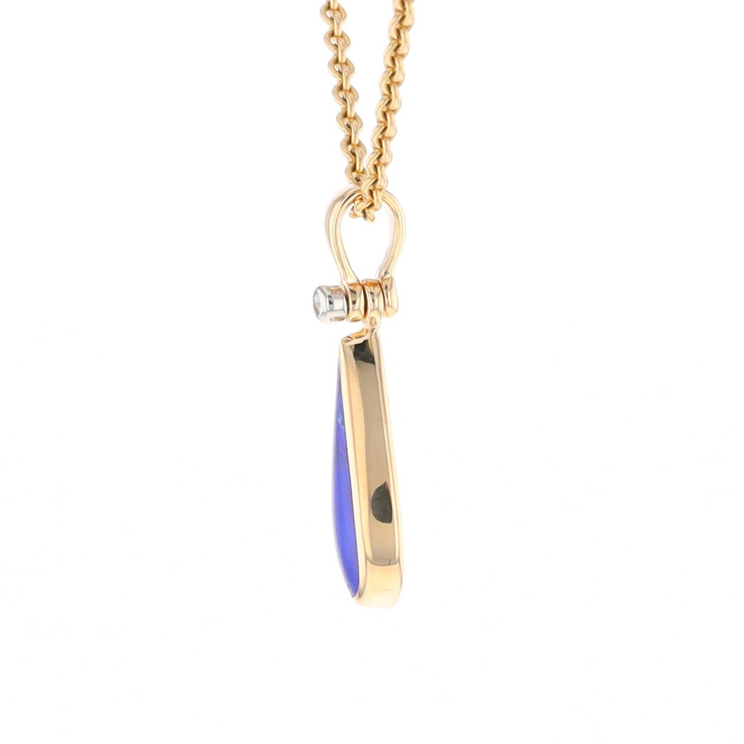 Lapis Tear Drop Inlaid .02Ct Diamond Pendant