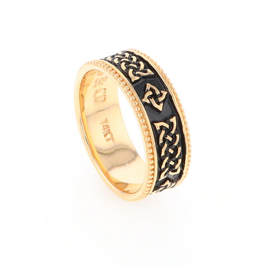 Celtic Knot Black and Gold Wedding Band