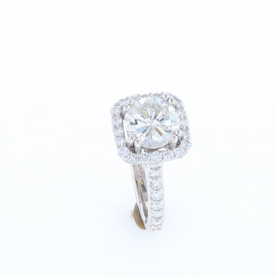 Diamond Engagement Ring with Square Halo