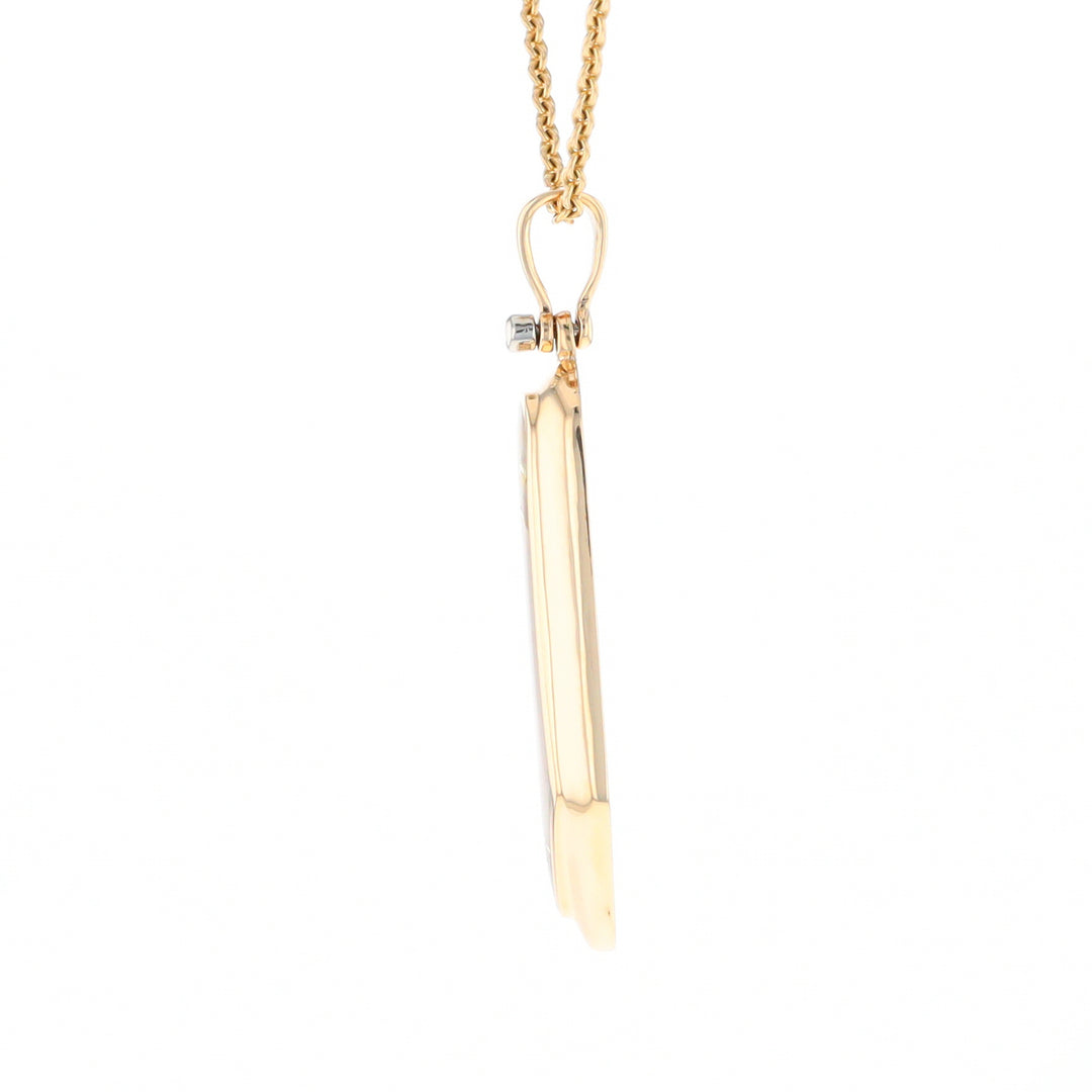 Gold Quartz Long Geometric Inlaid Pendant