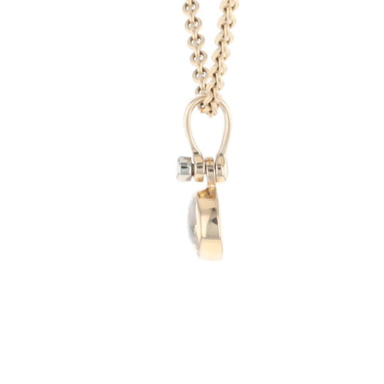 Gold Quartz Necklace Round Inlaid Pendant with .02ct Round Diamond