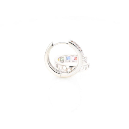 Multi-color Sapphire Hoop Earrings with Diamond Accents