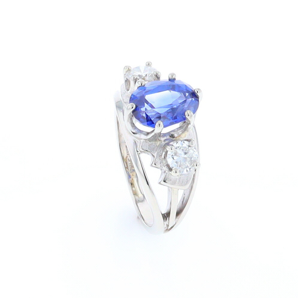 Oval Sapphire Ring with Diamond Side Accents