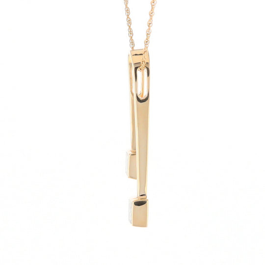 Gold Quartz 2 Square Curved Bar Pendant