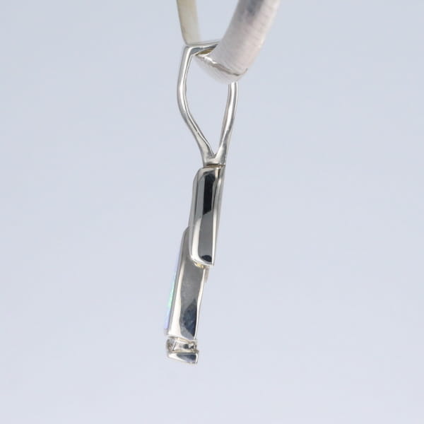 Opal Pendant Triangle Inlaid Design with .06ctw Round Diamonds