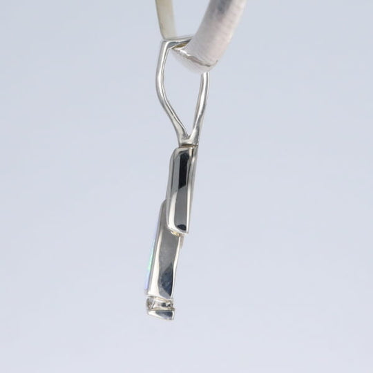Opal Pendant Triangle Inlaid Design with .06ctw Round Diamonds