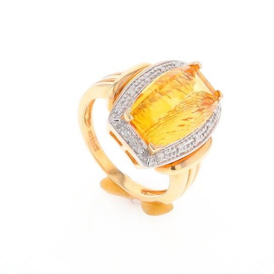 Fancy Cut Citrine Diamond Halo Ring