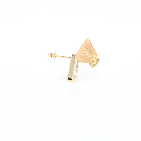 Gold Quartz Earrings Triangle Inlaid Studs - G2