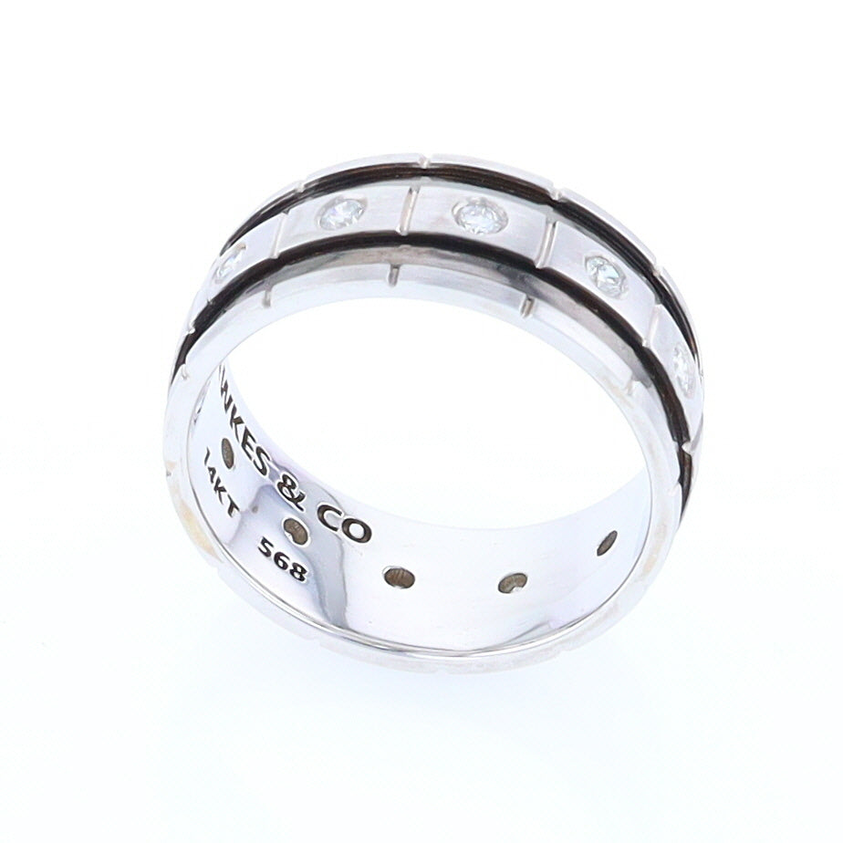 Contemporary Men's Comfort Fit Wedding Band With Diamonds