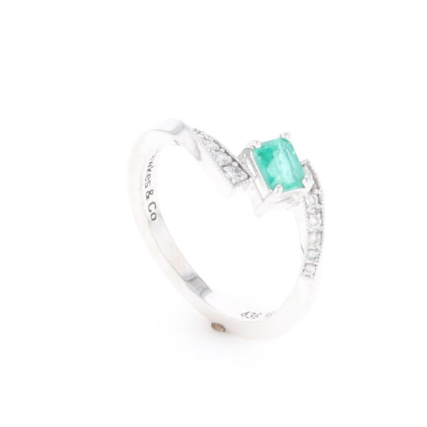 Emerald Twist Ring with Diamond Accents