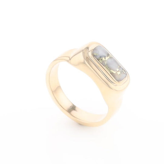 Gold Quartz Ring Oval Inlaid Design - G2