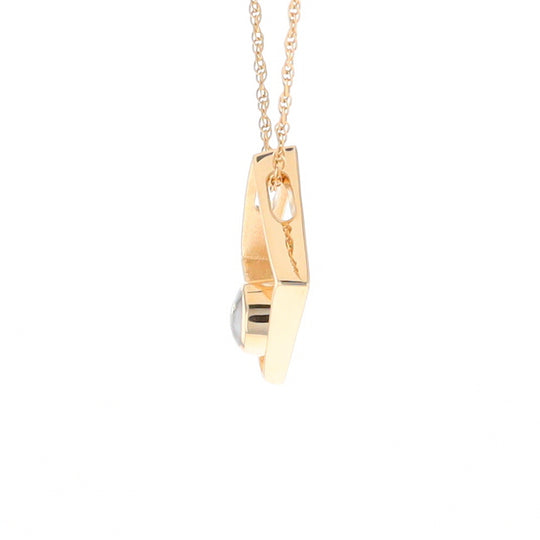 Open Square Gold Quartz Round Inlaid Pendant