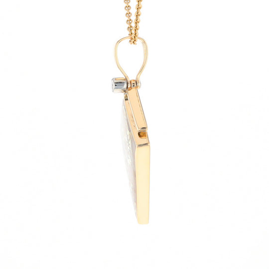 Gold Quartz Kite Shape Inlaid Pendant with .27ctw Diamonds