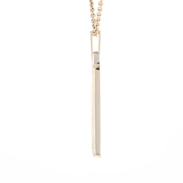Gold Quartz Necklace, Rectangle Inlaid, .27ctw Diamond Halo Pendant