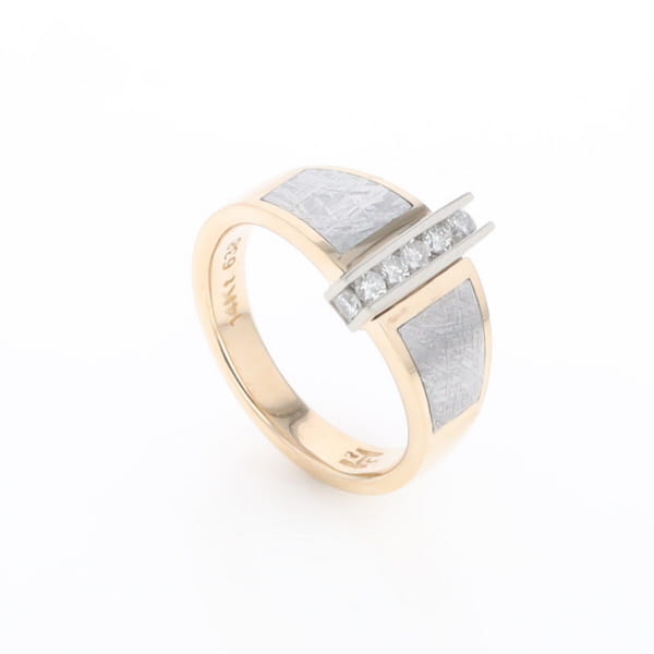 Meteorite Ring Double Sided Inlaid Design with .23ctw Diamonds