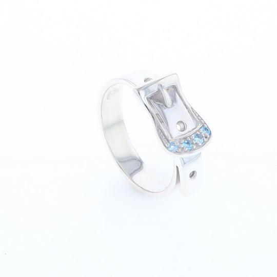 Silver Blue Topaz Belt Ring