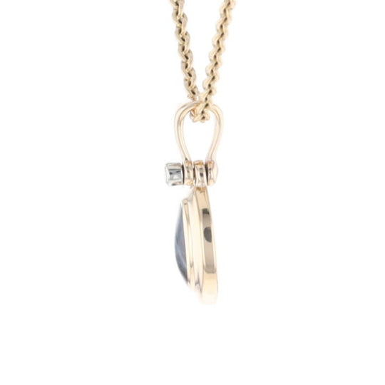 Natural pietersite oval inlaid .02ctw diamond pendant