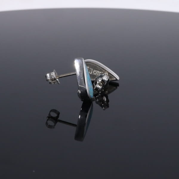 Opal Earrings Tear Drop Inlaid Design Studs