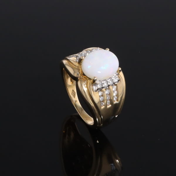 Opal Diamond Channels Ring