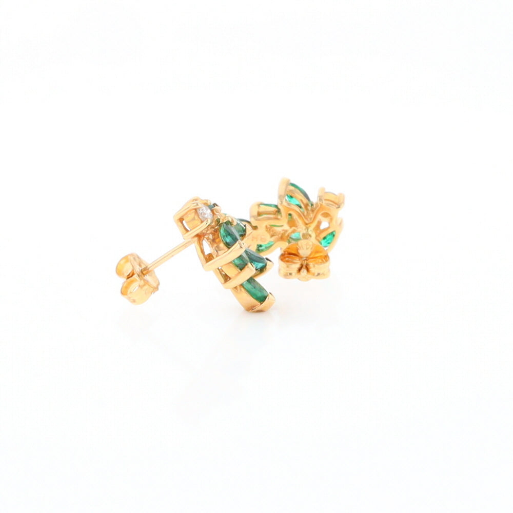 Marquise Emerald Cluster Stud Earrings