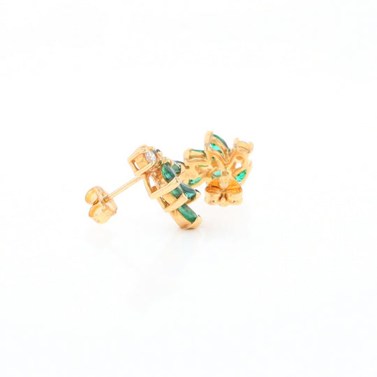 Marquise Emerald Cluster Stud Earrings