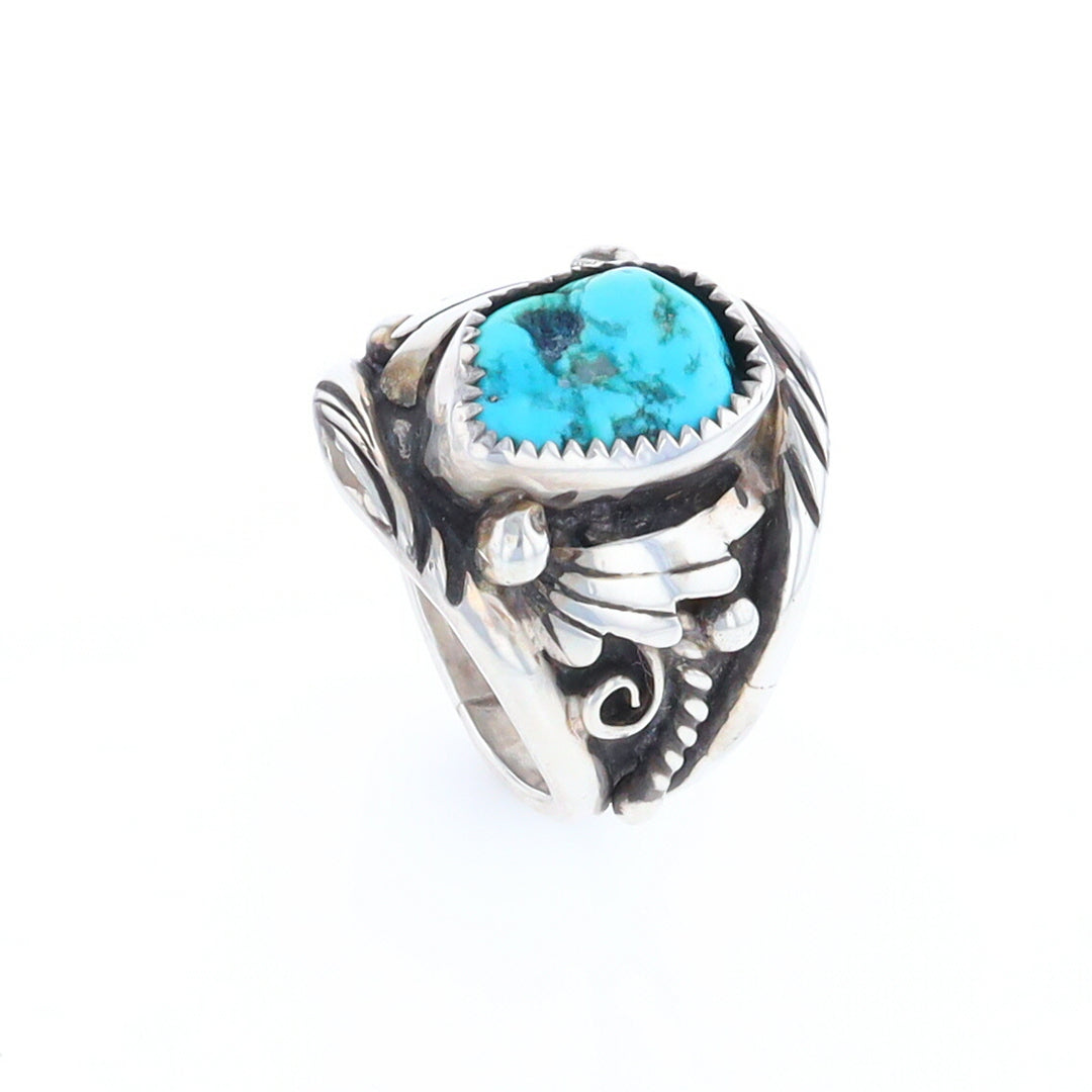 Navajo Turquoise and Feather Design Ring