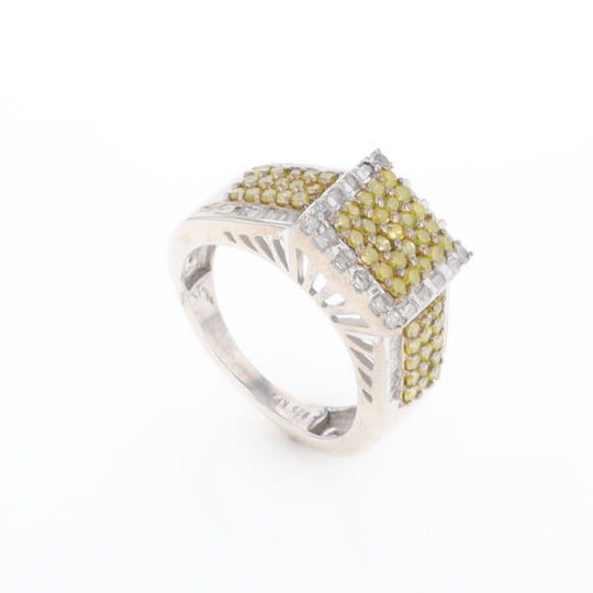 Yellow and White Diamond Filigree Design Ring