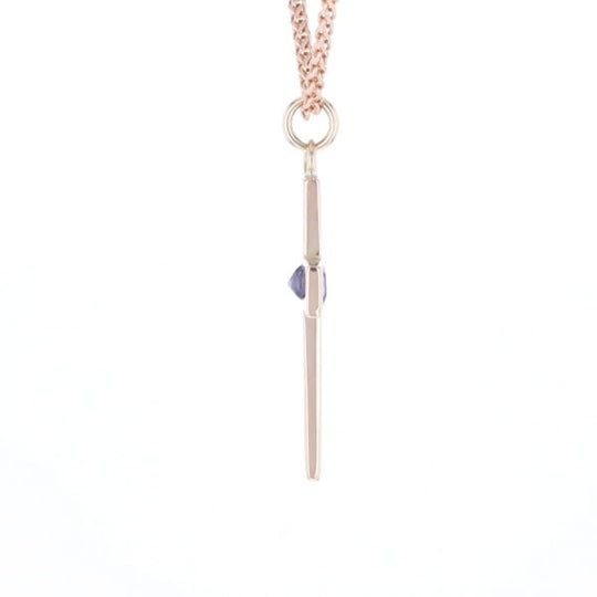 Cross Pendant with Purple Sapphire