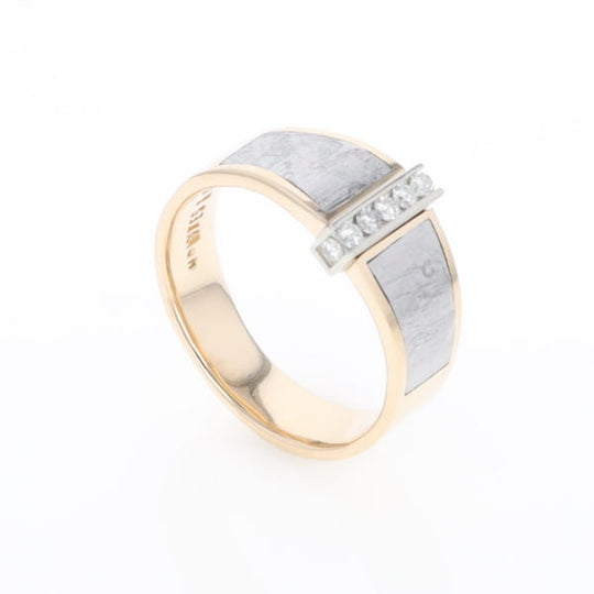 Meteorite Ring Double Sided Inlaid with .19ctw Round Diamonds