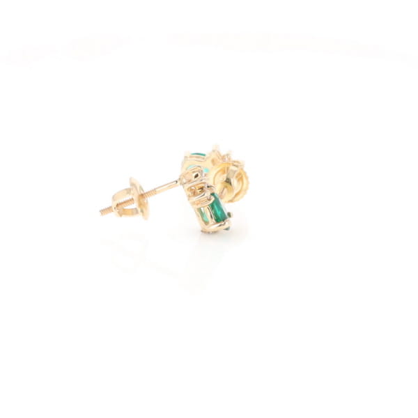 Synthetic Emerald Pear Shaped Earrings with Diamond Accents